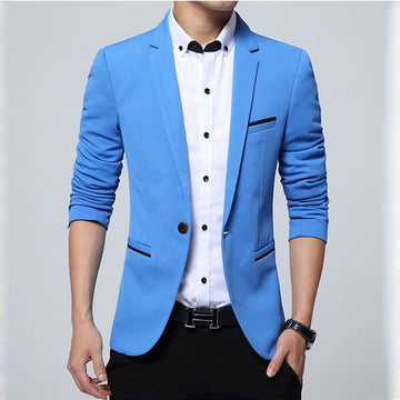 Brand Mens Casual Blazers Autumn Spring Fashion Slim Suit Jacket Men